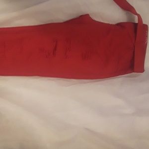 Red jeans with belt